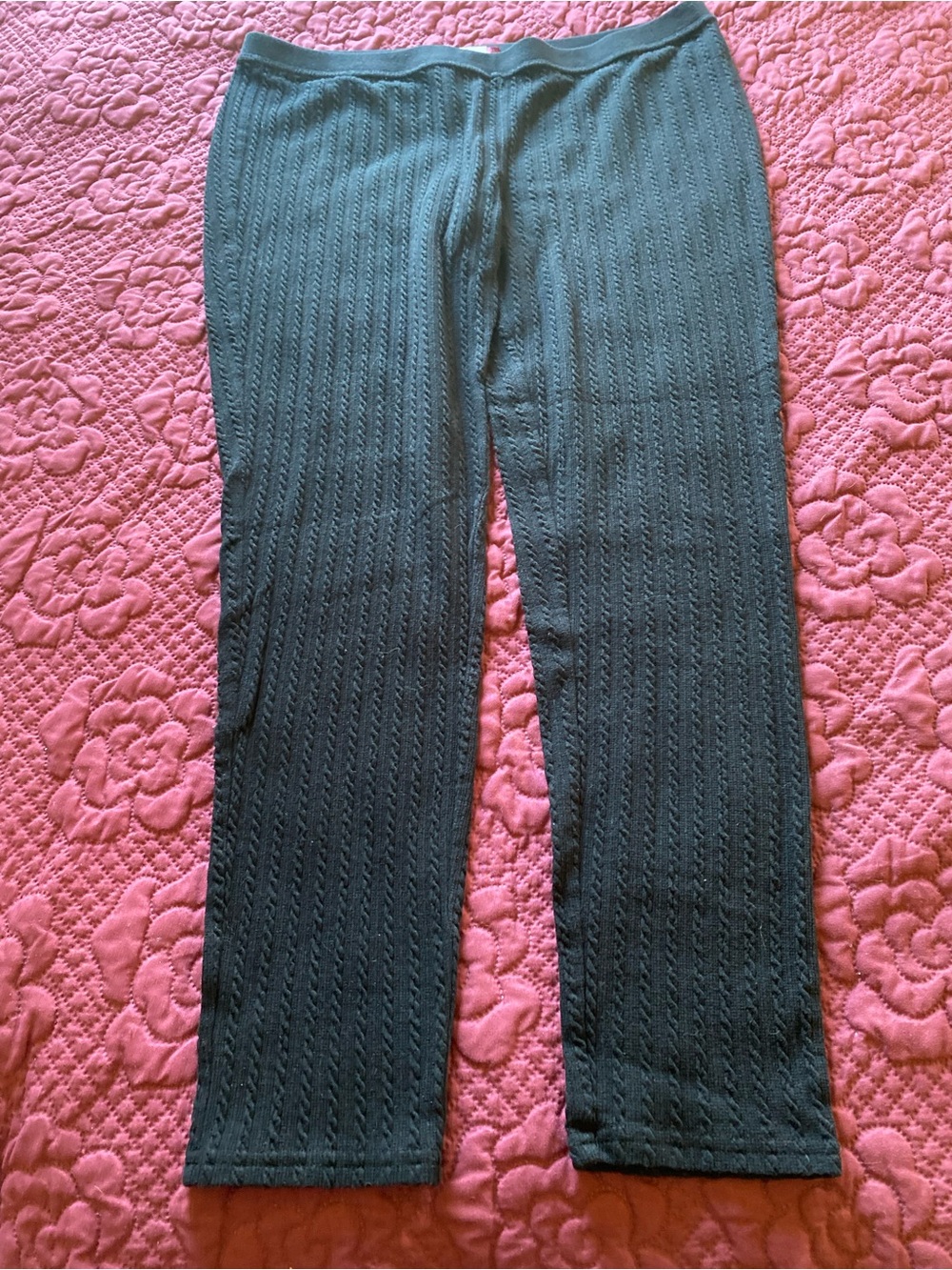 Women’s Black Knit Cable-Pattern Pants - Picture 1 of 3